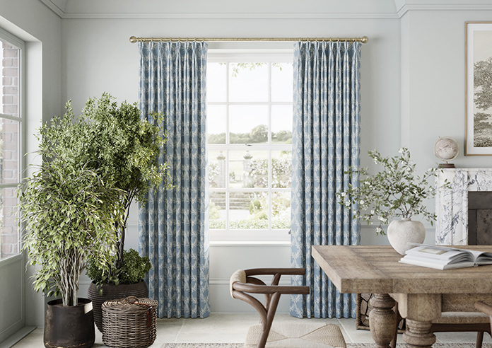 Trellis Prints, Vine and Bloom Raffs Blue - Made to Measure Curtains - Image 3